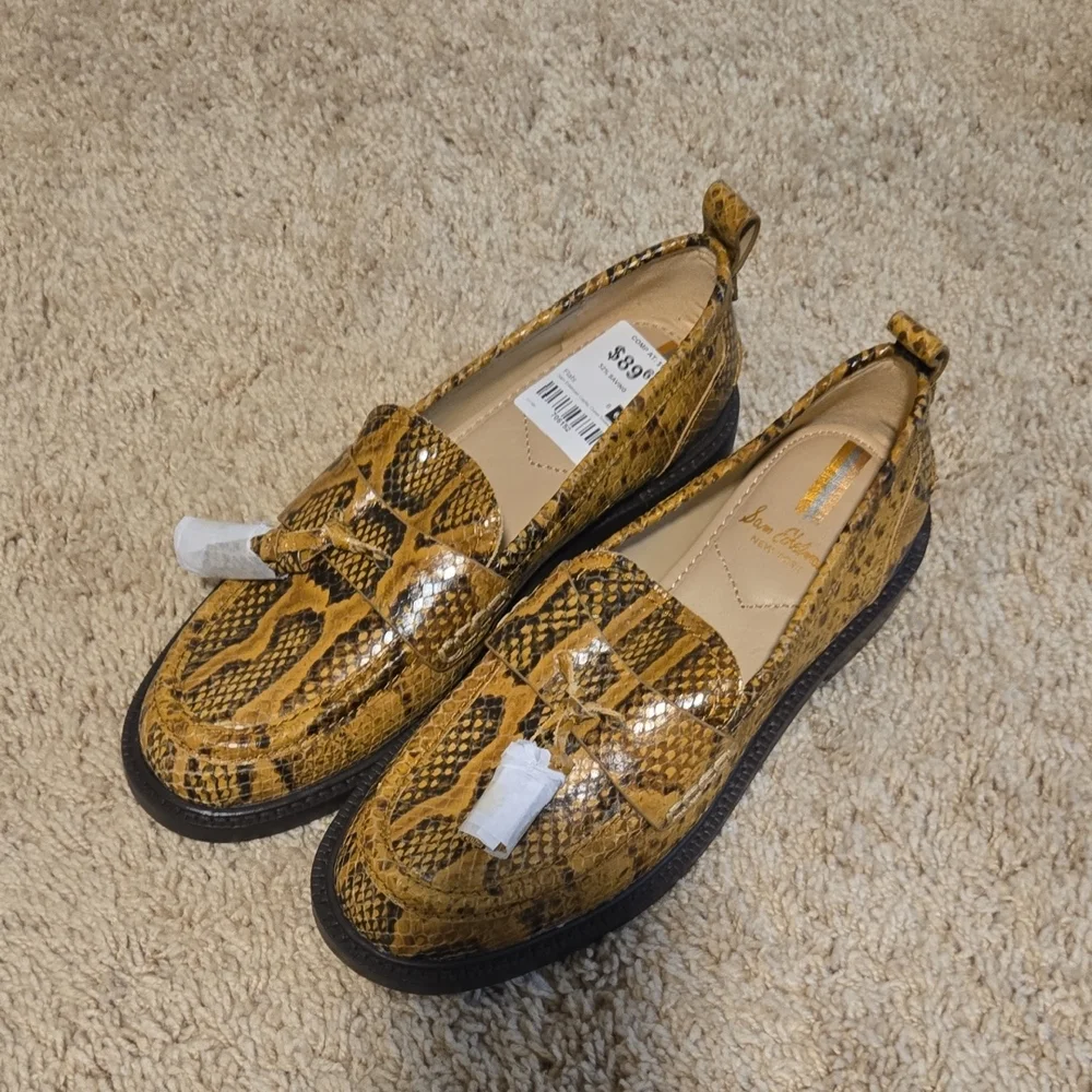 Sam‎ Edleman Leather Snakeskin Printed Loafers